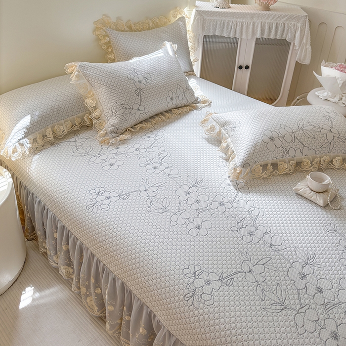 91家纺网 家纺一手货源 找家纺 网红馆（ck家纺） 2025新款PE冰席床盖三件套 灰