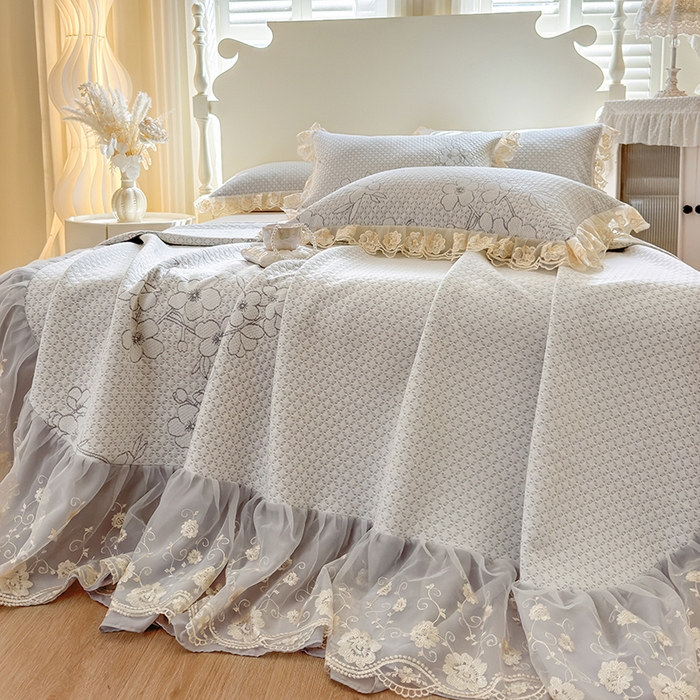 91家纺网 家纺一手货源 找家纺 网红馆（ck家纺） 2025新款PE冰席床盖三件套 灰