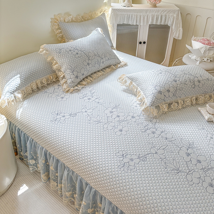 91家纺网 家纺一手货源 找家纺 网红馆（ck家纺） 2025新款PE冰席床盖三件套 蓝