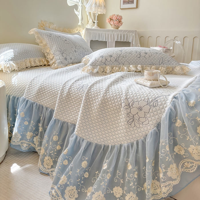 91家纺网 家纺一手货源 找家纺 网红馆（ck家纺） 2025新款PE冰席床盖三件套 蓝