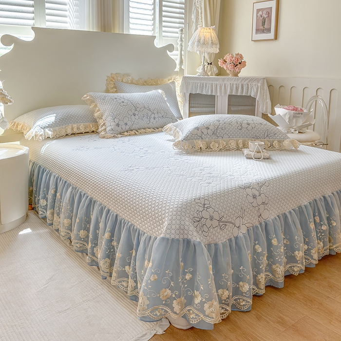 91家纺网 家纺一手货源 找家纺 网红馆（ck家纺） 2025新款PE冰席床盖三件套 蓝