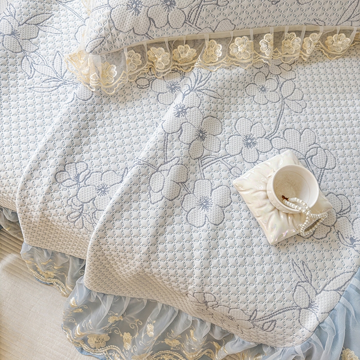 91家纺网 家纺一手货源 找家纺 网红馆（ck家纺） 2025新款PE冰席床盖三件套 蓝