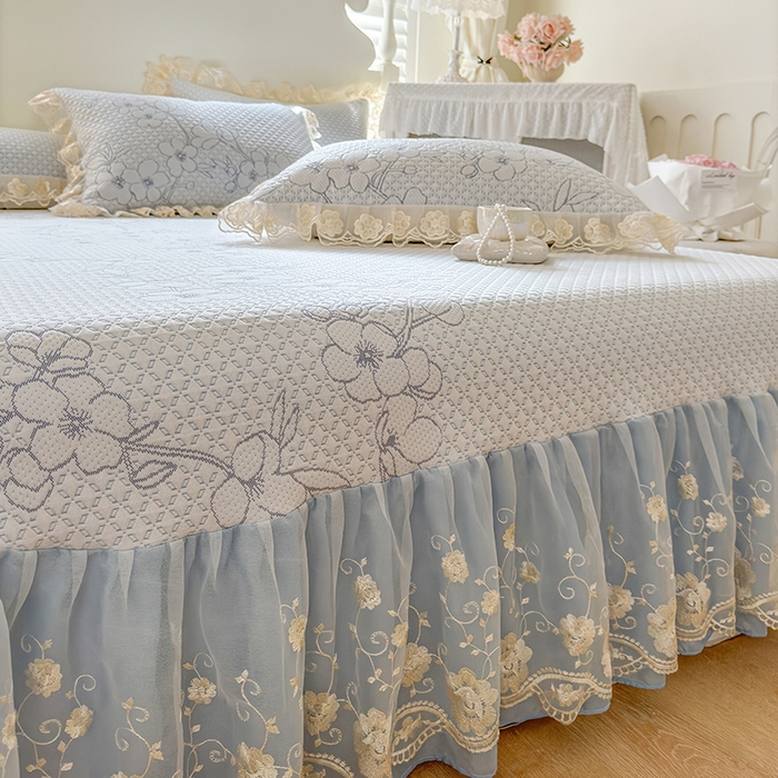 91家纺网 家纺一手货源 找家纺 网红馆（ck家纺） 2025新款PE冰席床盖三件套 蓝