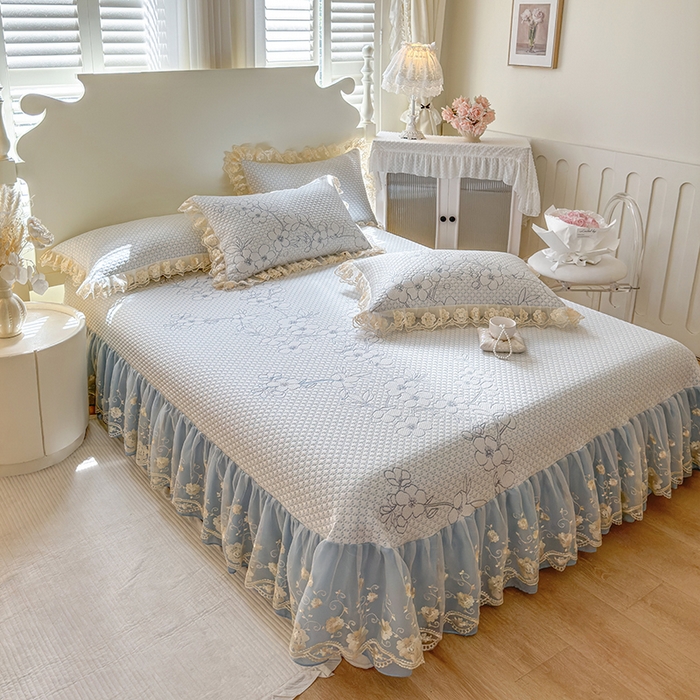 91家纺网 家纺一手货源 找家纺 网红馆（ck家纺） 2025新款PE冰席床盖三件套 蓝