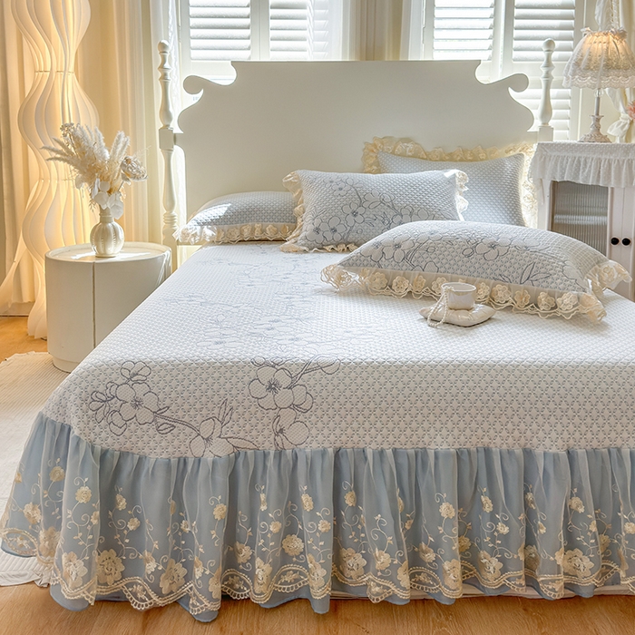 91家纺网 家纺一手货源 找家纺 网红馆（ck家纺） 2025新款PE冰席床盖三件套 蓝