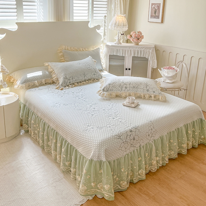 91家纺网 家纺一手货源 找家纺 网红馆（ck家纺） 2025新款PE冰席床盖三件套 绿