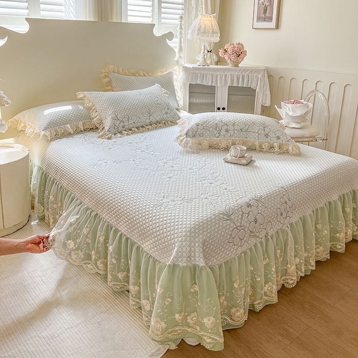 91家纺网 家纺一手货源 找家纺 网红馆（ck家纺） 2025新款PE冰席床盖三件套 绿