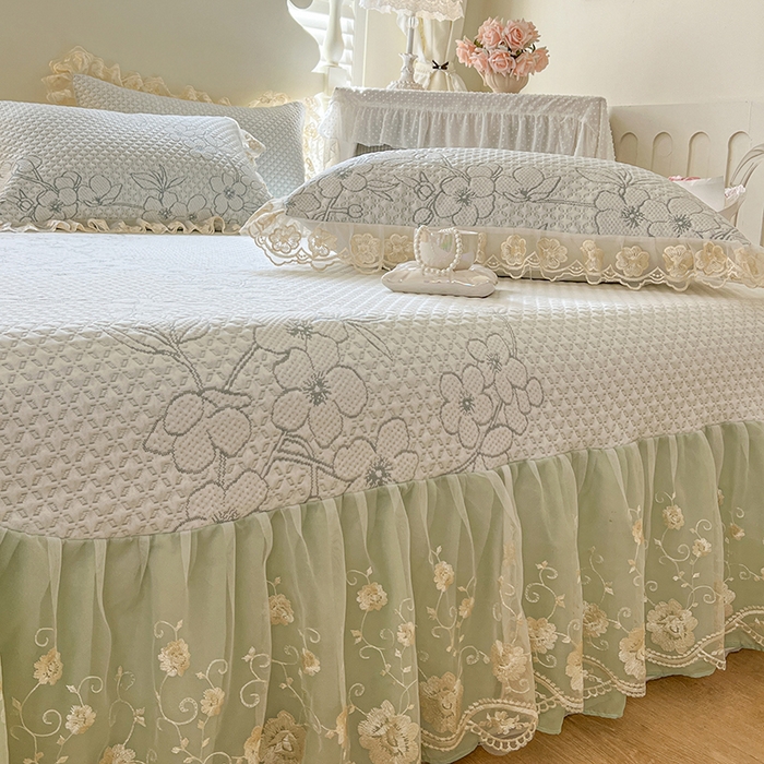 91家纺网 家纺一手货源 找家纺 网红馆（ck家纺） 2025新款PE冰席床盖三件套 绿