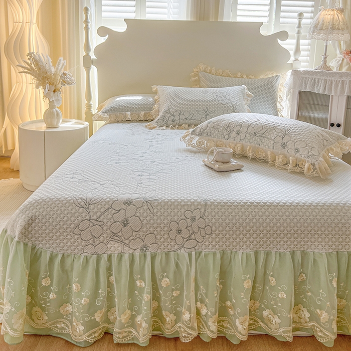 91家纺网 家纺一手货源 找家纺 网红馆（ck家纺） 2025新款PE冰席床盖三件套 绿