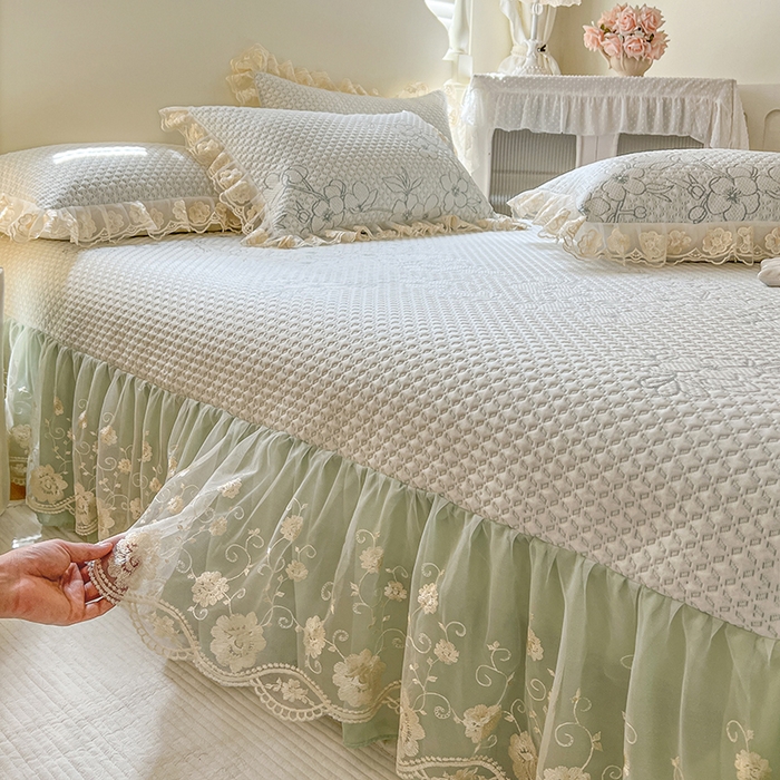 91家纺网 家纺一手货源 找家纺 网红馆（ck家纺） 2025新款PE冰席床盖三件套 绿