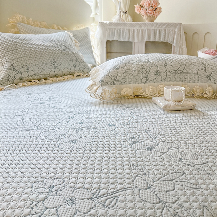 91家纺网 家纺一手货源 找家纺 网红馆（ck家纺） 2025新款PE冰席床盖三件套 绿