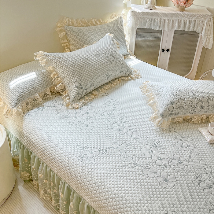 91家纺网 家纺一手货源 找家纺 网红馆（ck家纺） 2025新款PE冰席床盖三件套 绿