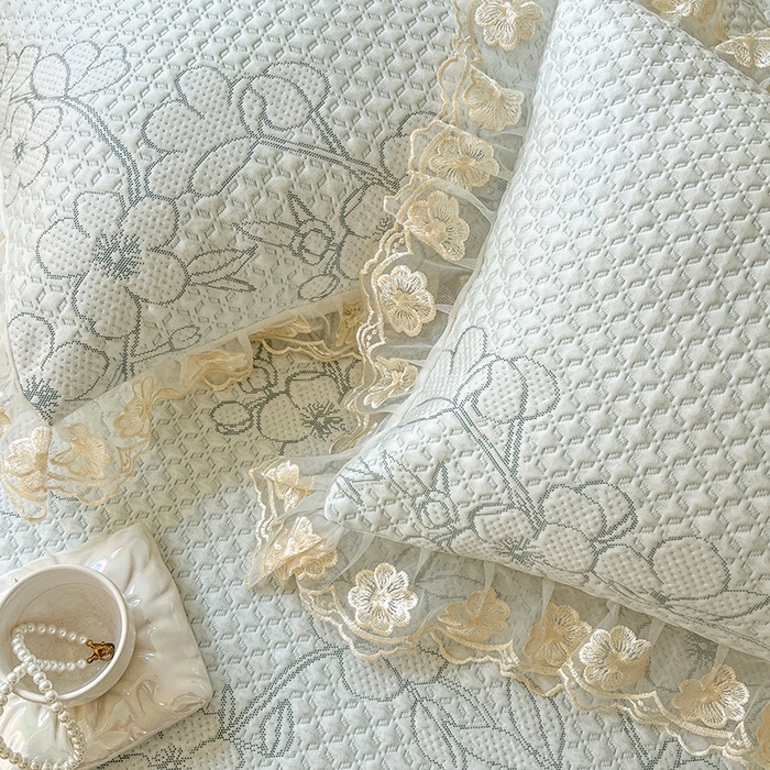 91家纺网 家纺一手货源 找家纺 网红馆（ck家纺） 2025新款PE冰席床盖三件套 绿