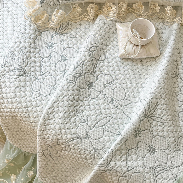 91家纺网 家纺一手货源 找家纺 网红馆（ck家纺） 2025新款PE冰席床盖三件套 绿