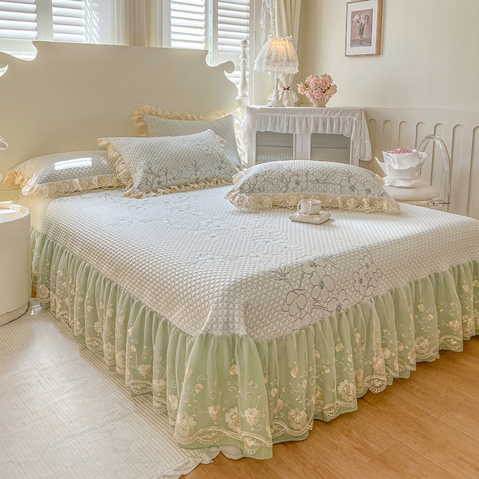 91家纺网 家纺一手货源 找家纺 网红馆（ck家纺） 2025新款PE冰席床盖三件套 绿