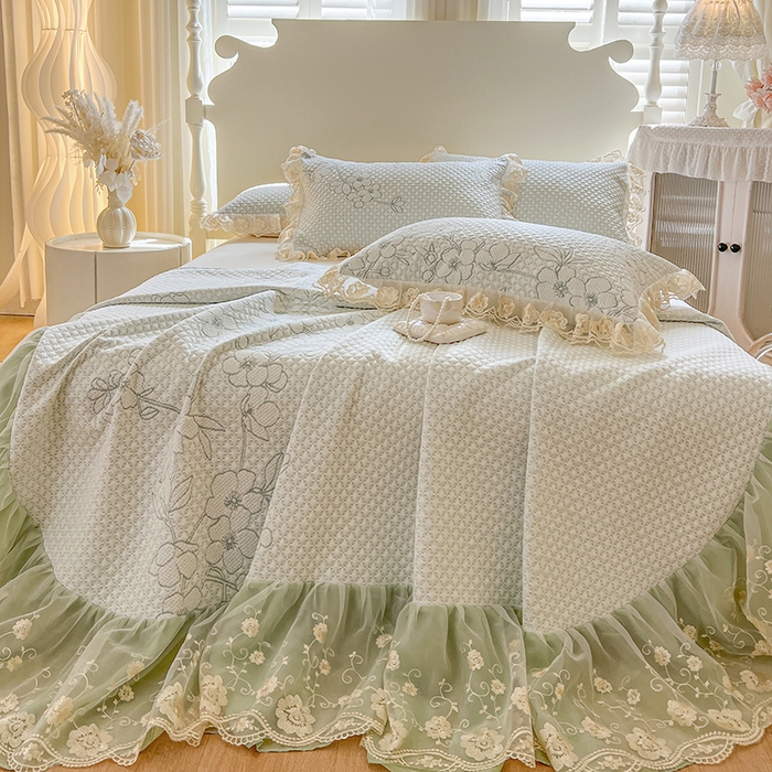 91家纺网 家纺一手货源 找家纺 网红馆（ck家纺） 2025新款PE冰席床盖三件套 绿