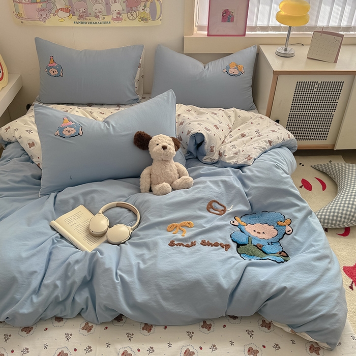 91家纺网 家纺一手货源 找家纺 （总）沃朴家居 2025春夏新款亲肤水洗棉毛巾绣四件套