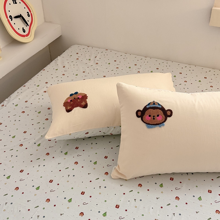 91家纺网 家纺一手货源 找家纺 沃朴家居 2025春夏新款亲肤水洗棉毛巾绣四件套 动物乐园