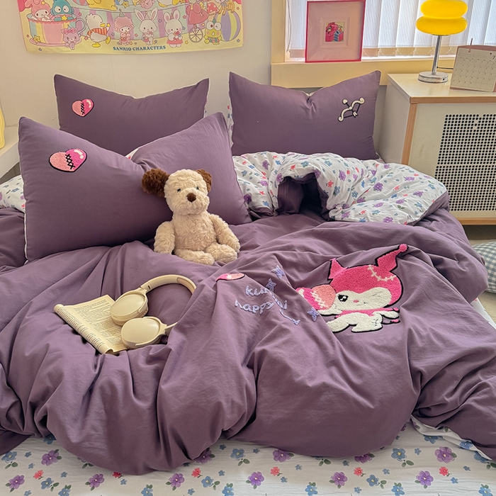 91家纺网 家纺一手货源 找家纺 沃朴家居 2025春夏新款亲肤水洗棉毛巾绣四件套 酷洛米