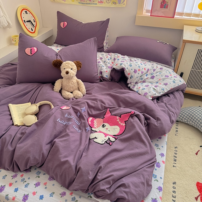 91家纺网 家纺一手货源 找家纺 沃朴家居 2025春夏新款亲肤水洗棉毛巾绣四件套 酷洛米