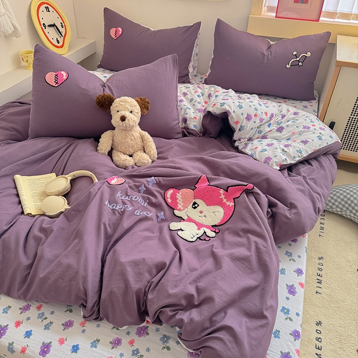 91家纺网 家纺一手货源 找家纺 沃朴家居 2025春夏新款亲肤水洗棉毛巾绣四件套 酷洛米