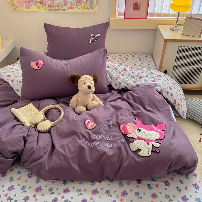 91家纺网 家纺一手货源 找家纺 沃朴家居 2025春夏新款亲肤水洗棉毛巾绣四件套 酷洛米