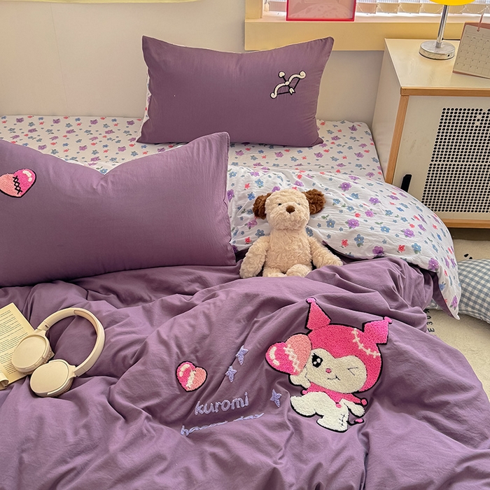 91家纺网 家纺一手货源 找家纺 沃朴家居 2025春夏新款亲肤水洗棉毛巾绣四件套 酷洛米