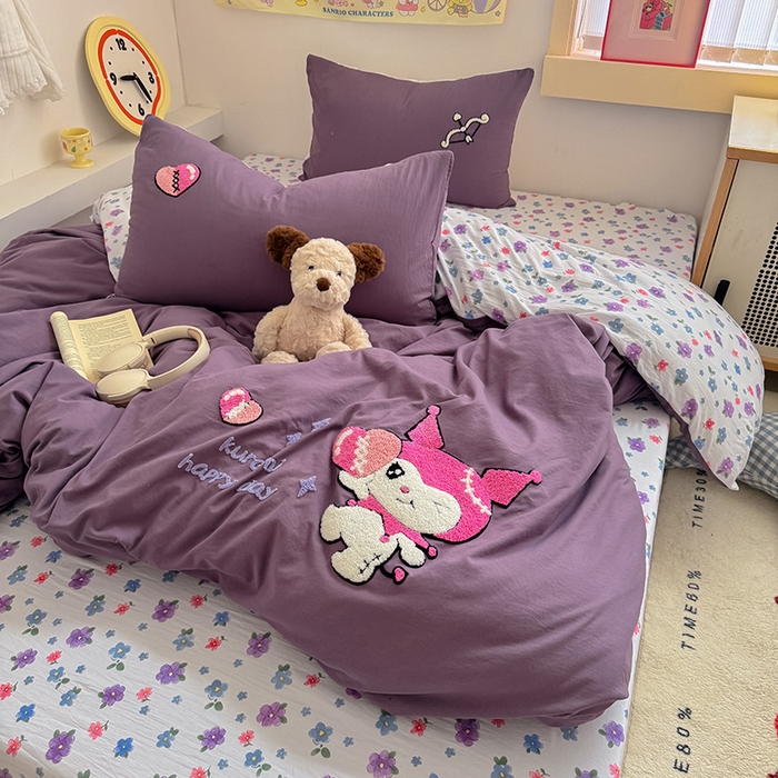 91家纺网 家纺一手货源 找家纺 沃朴家居 2025春夏新款亲肤水洗棉毛巾绣四件套 酷洛米