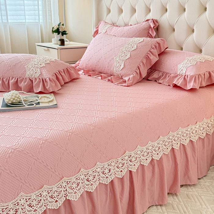 91家纺网 家纺一手货源 找家纺 米可 2025新款PE凉豆豆米拉系列凉席夏被三件套 米拉-豆沙