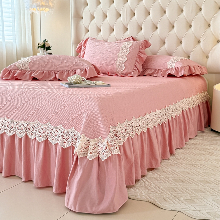 91家纺网 家纺一手货源 找家纺 米可 2025新款PE凉豆豆米拉系列凉席夏被三件套 米拉-豆沙