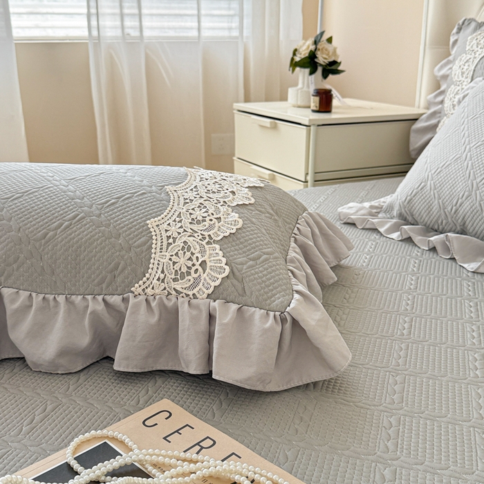 91家纺网 家纺一手货源 找家纺 米可 2025新款PE凉豆豆米拉系列凉席夏被三件套 米拉-灰色