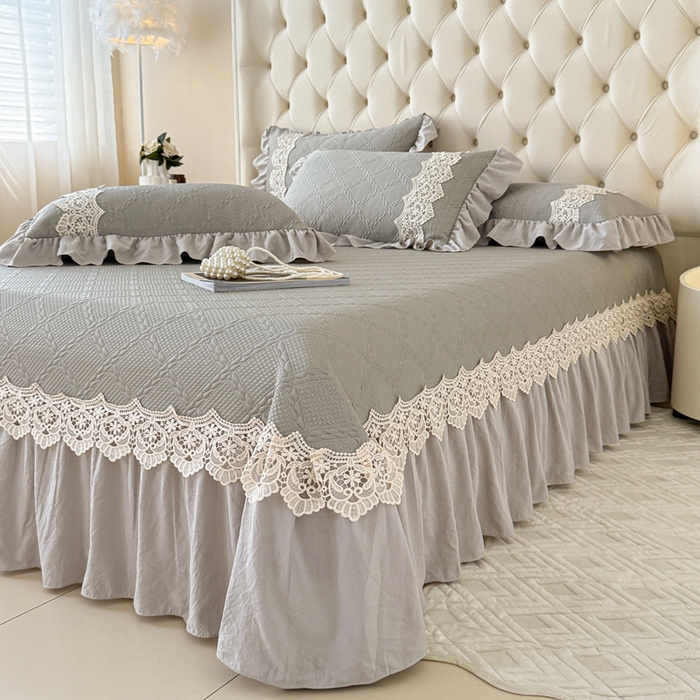 91家纺网 家纺一手货源 找家纺 米可 2025新款PE凉豆豆米拉系列凉席夏被三件套 米拉-灰色