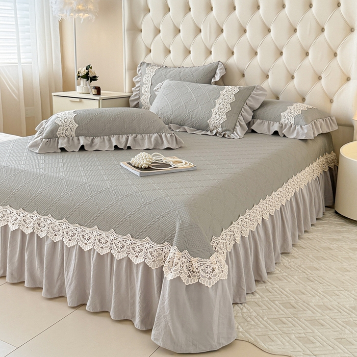 91家纺网 家纺一手货源 找家纺 米可 2025新款PE凉豆豆米拉系列凉席夏被三件套 米拉-灰色