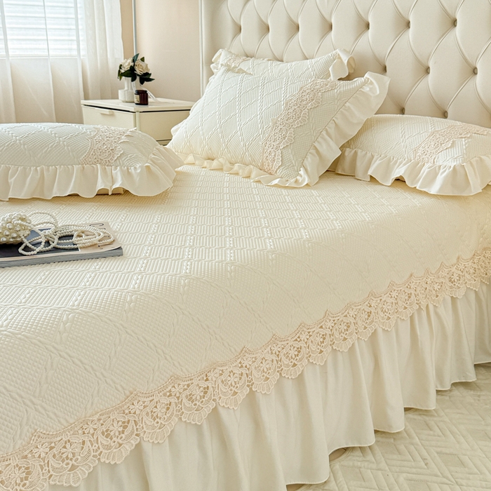 91家纺网 家纺一手货源 找家纺 米可 2025新款PE凉豆豆米拉系列凉席夏被三件套 米拉-米白