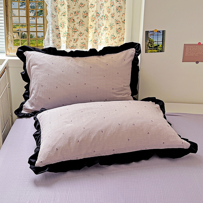 91家纺网 家纺一手货源 找家纺 水木坊 2025春夏新款A云感皱皱纱黑花边夏被夏凉被空调被（含买家秀） 邂逅-倾心 紫