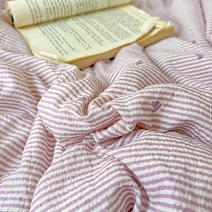 91家纺网 家纺一手货源 找家纺 水木坊 2025春夏新款A云感皱皱纱黑花边夏被夏凉被空调被（含买家秀） 邂逅-倾心 紫