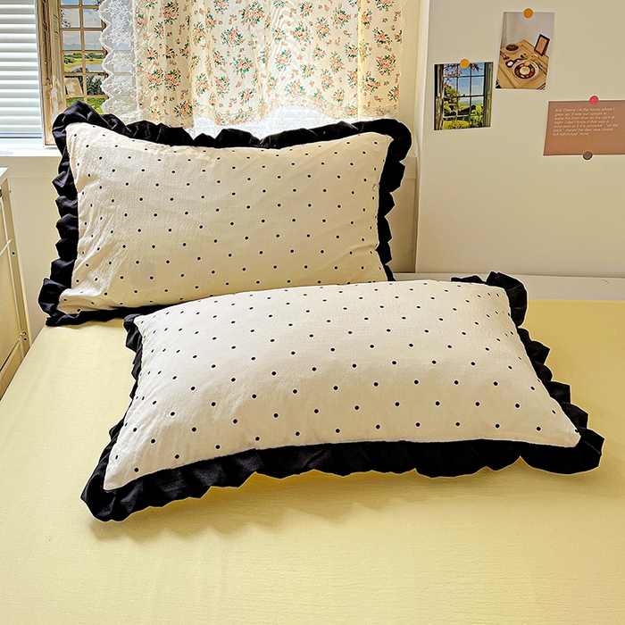 91家纺网 家纺一手货源 找家纺 水木坊 2025春夏新款A云感皱皱纱黑花边夏被夏凉被空调被（含买家秀） 邂逅-米波点