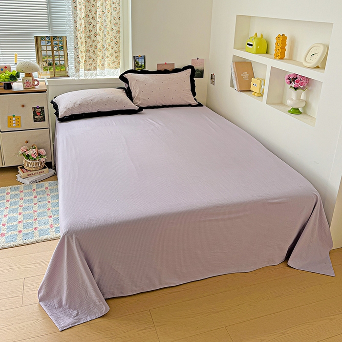 91家纺网 家纺一手货源 找家纺 水木坊 2025春夏新款A云感皱皱纱黑花边夏被夏凉被空调被（含买家秀） 邂逅-倾心 紫