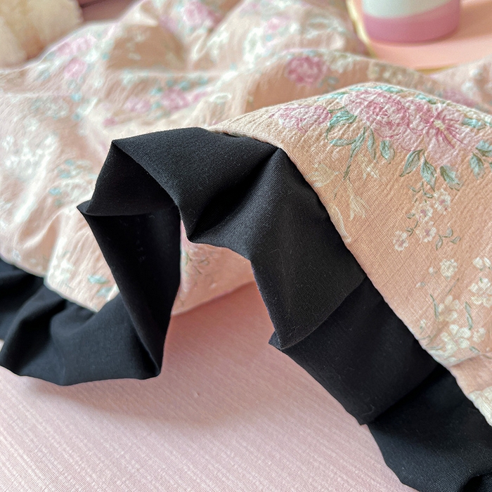 91家纺网 家纺一手货源 找家纺 水木坊 2025春夏新款A云感皱皱纱黑花边夏被夏凉被空调被（含买家秀） 邂逅-爱如星辰