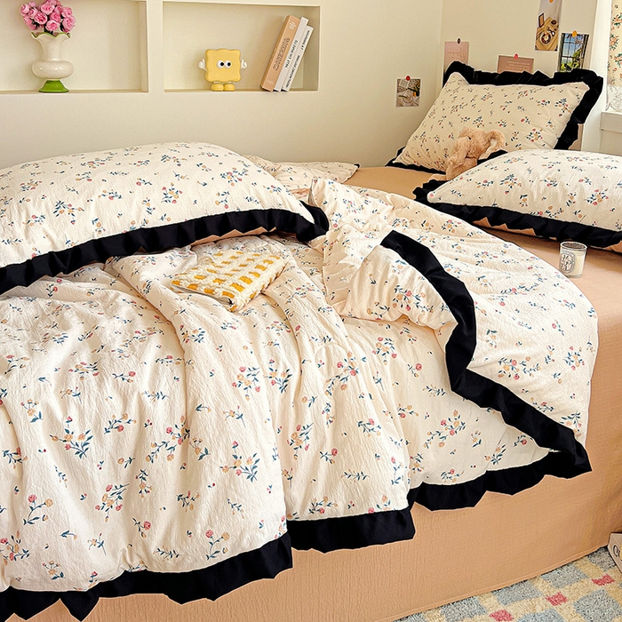 91家纺网 家纺一手货源 找家纺 水木坊 2025春夏新款A云感皱皱纱黑花边夏被夏凉被空调被（含买家秀） 邂逅-春风十里