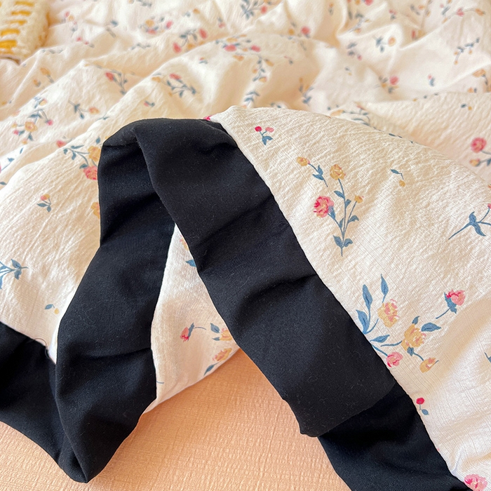 91家纺网 家纺一手货源 找家纺 水木坊 2025春夏新款A云感皱皱纱黑花边夏被夏凉被空调被（含买家秀） 邂逅-春风十里