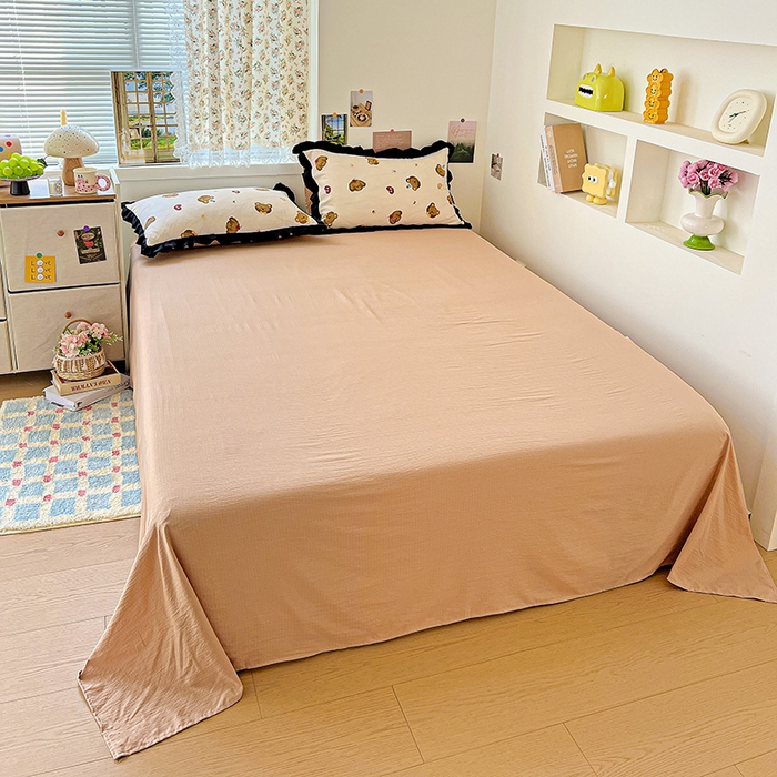 91家纺网 家纺一手货源 找家纺 水木坊 2025春夏新款A云感皱皱纱黑花边夏被夏凉被空调被（含买家秀） 邂逅-奇妙小熊 咖