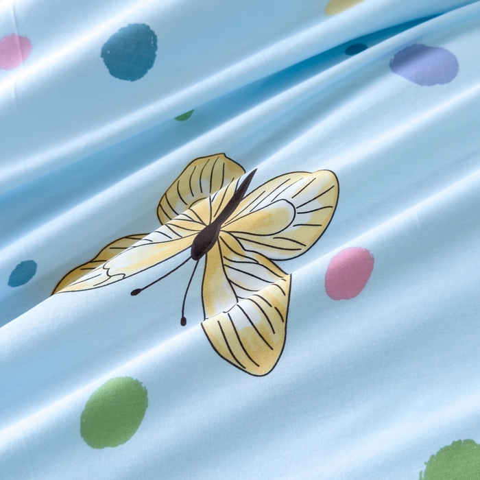 91家纺网 家纺一手货源 找家纺 新款12868全棉学生宿舍三件套卡通纯棉四件套 蝶舞-兰