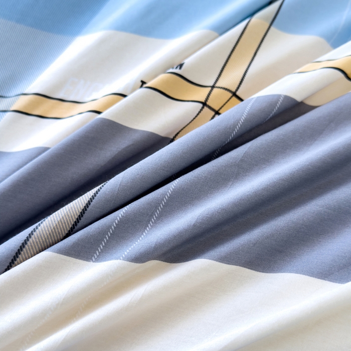 91家纺网 家纺一手货源 找家纺 新款12868全棉学生宿舍三件套卡通纯棉四件套 方格城市