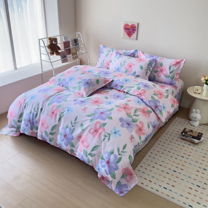 91家纺网 家纺一手货源 找家纺 新款12868全棉学生宿舍三件套卡通纯棉四件套 蔷薇花粉