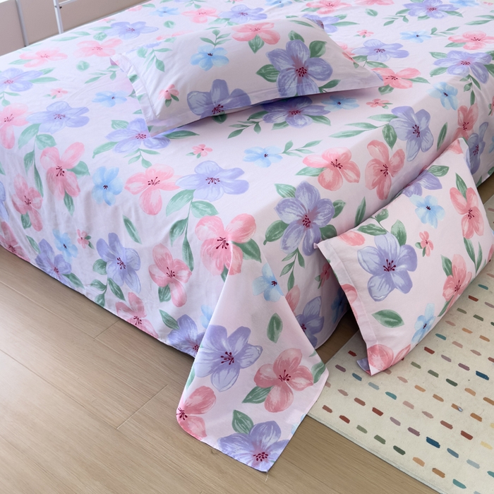 91家纺网 家纺一手货源 找家纺 新款12868全棉学生宿舍三件套卡通纯棉四件套 蔷薇花粉