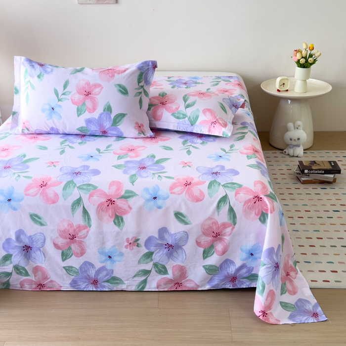 91家纺网 家纺一手货源 找家纺 新款12868全棉学生宿舍三件套卡通纯棉四件套 蔷薇花粉