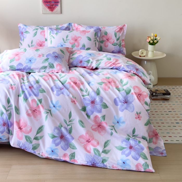 91家纺网 家纺一手货源 找家纺 新款12868全棉学生宿舍三件套卡通纯棉四件套 蔷薇花粉