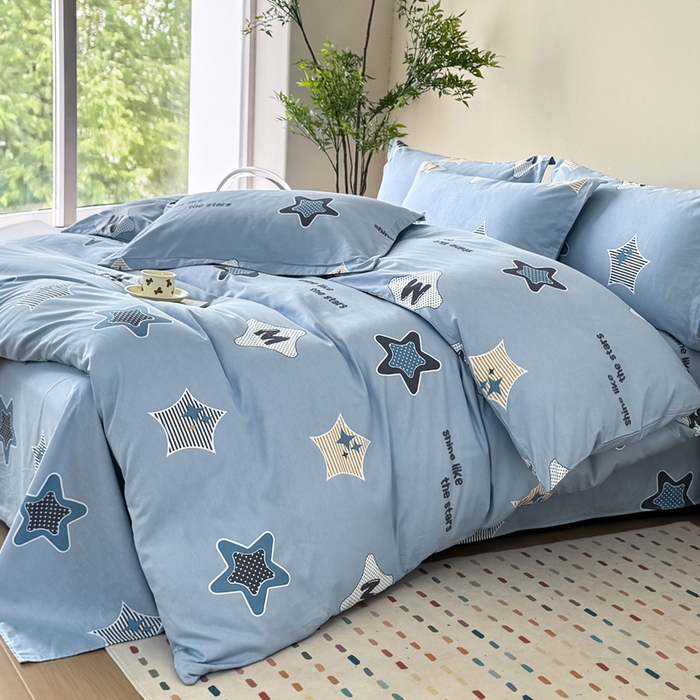 91家纺网 家纺一手货源 找家纺 新款12868全棉学生宿舍三件套卡通纯棉四件套 星雨