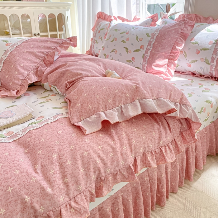 91家纺网 家纺一手货源 找家纺 （总）皇谱家纺 2025新款A类有氧木棉床裙四件套